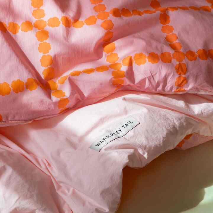 ブロッサムチェック コーラル カバーのいらない布団/布団カバー［2種・3サイズ］