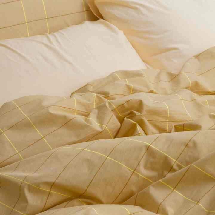 タイル サンドイエロー カバーのいらない布団/布団カバーセット［2種・3サイズ］
