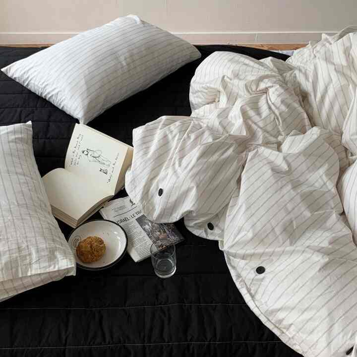 Button ストライプ 布団カバー［2色・2サイズ］