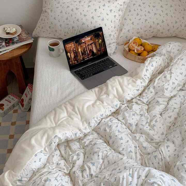 Ribbon Blossom カバーのいらない布団セット［3色・2サイズ］