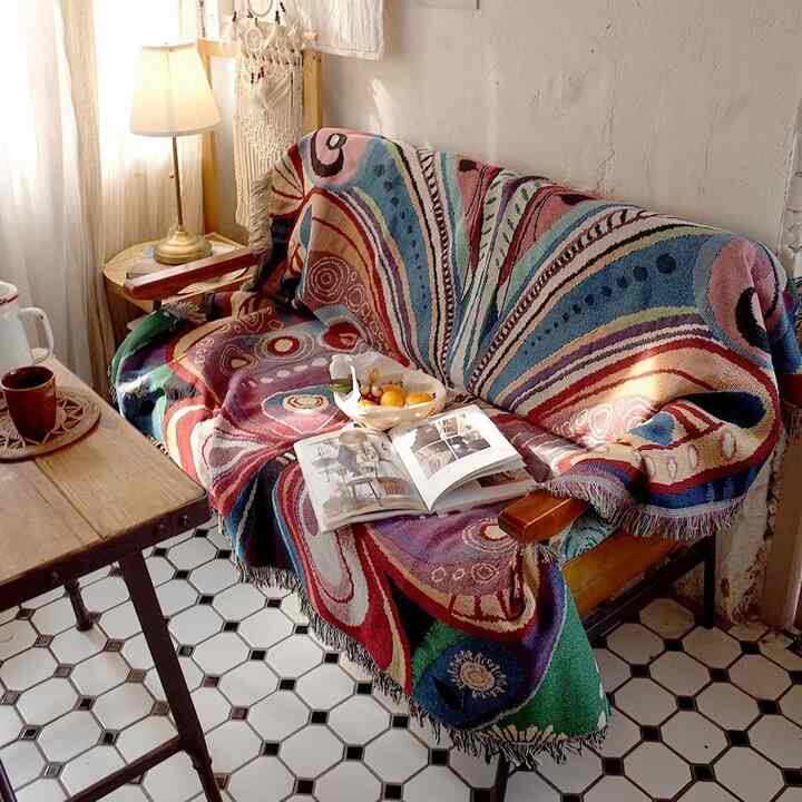 ヴィンテージ 蝶柄 ブランケット