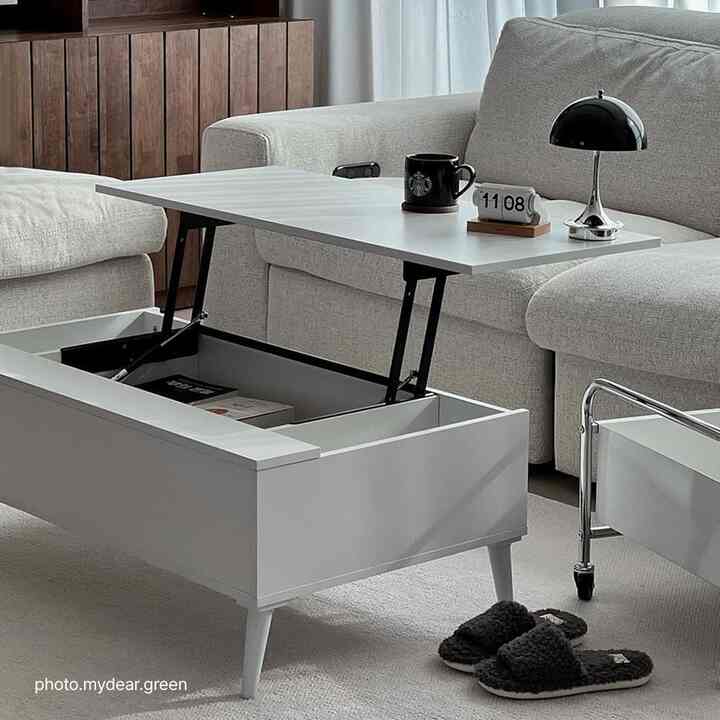 Liebe リフトアップ テーブル 100cm［2色］