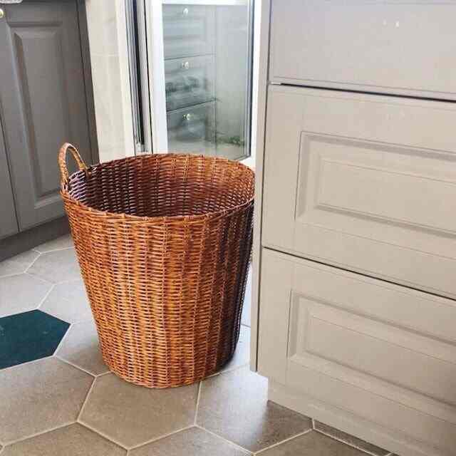 ラタン風ランドリーバスケット［2サイズ］