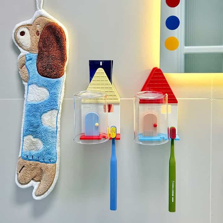 歯ブラシホルダー&コップセット［4色］