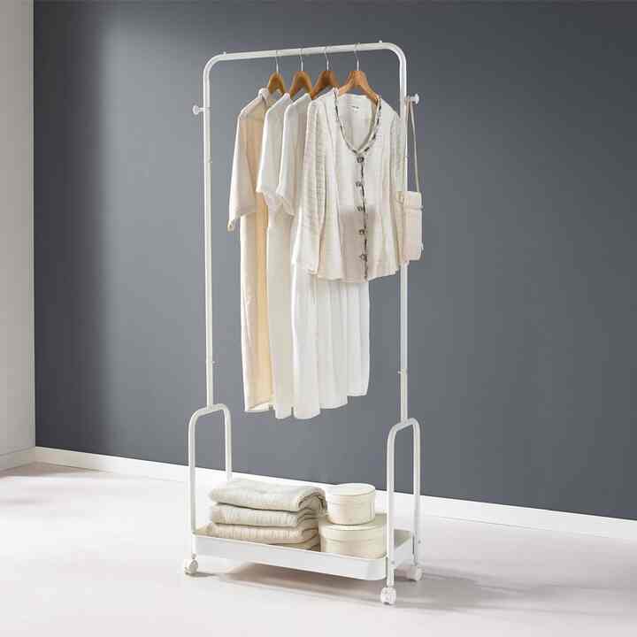 移動式ワゴンハンガーラック 1段[2色]