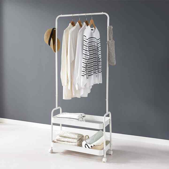 移動式ワゴンハンガーラック 2段[2色]