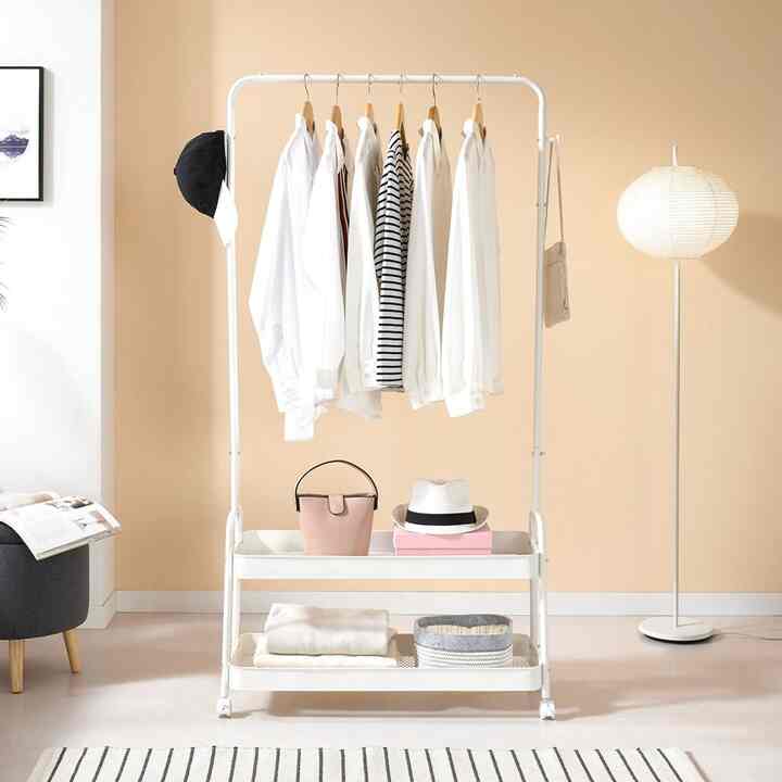 移動式ワゴンハンガーラック 2段 80cm