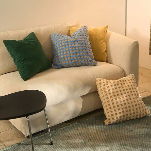 waffle チェッククッションカバー[4色]