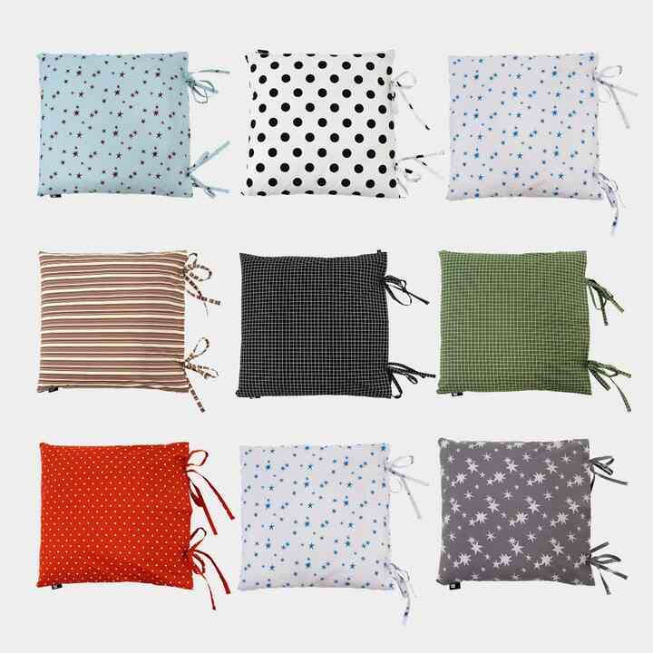 レトロ リボン付きクッション兼座布団カバー[8色・2種]