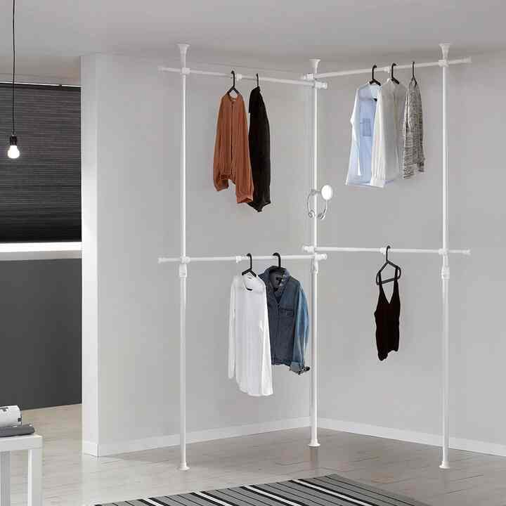 ネオスペース ベーシック L字型 2段2列 ハンガーラック［3色］