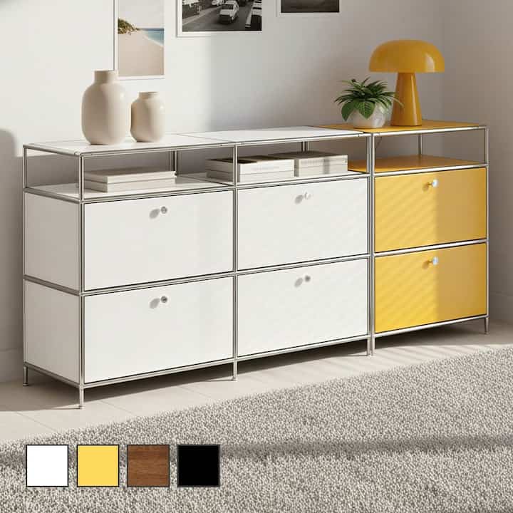 MARKET B SIMPLIE 1x2 収納棚 2ドア ホワイト スチール 高さ 85cm 幅 
