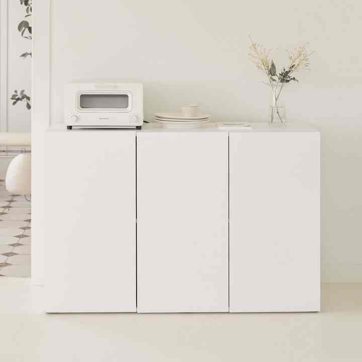 ING HOME ALEX ハイ キャビネット 200cm オールホワイト ホワイト 加工 