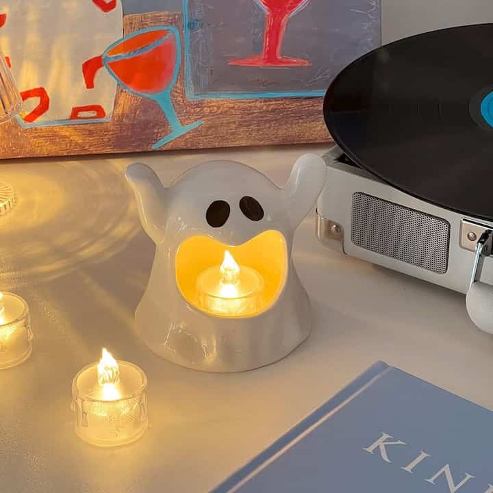 ゴースト キャンドルホルダー & ミニ LED キャンドルセット