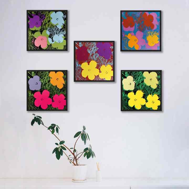 Andy Warhol Colorful Floral Poster, Set of 5