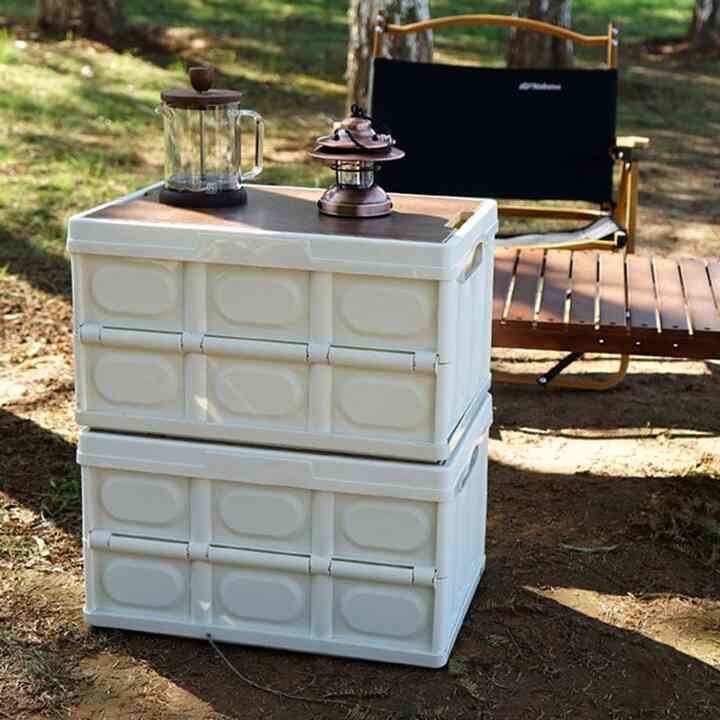 コンテナボックス 折り畳み 木目調テーブルトップ