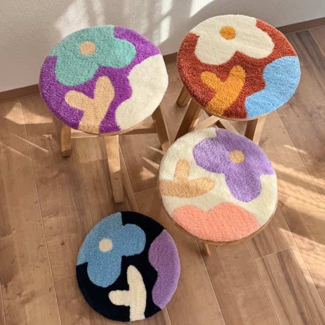modern flower circle rug