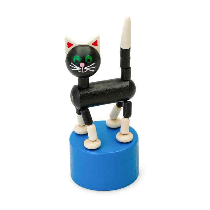 WOODEN PUSH UP TOY BLACK CAT