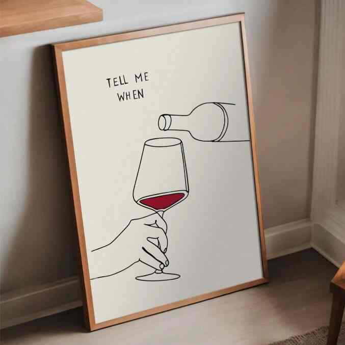 1個 モダンなワインプリント面白いキッチンの装飾バーカート壁アート ワインボトルポスター