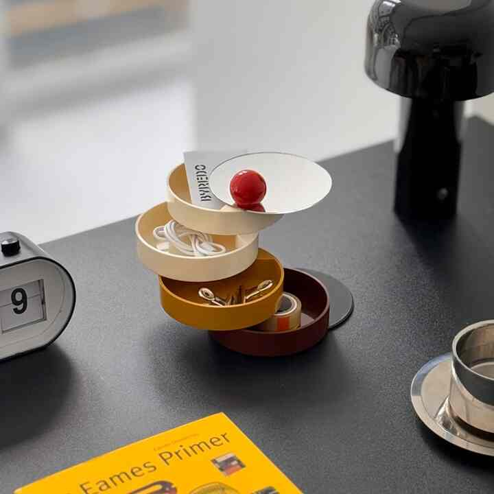 蓋付き 回転 ラウンド小物ケース 4段