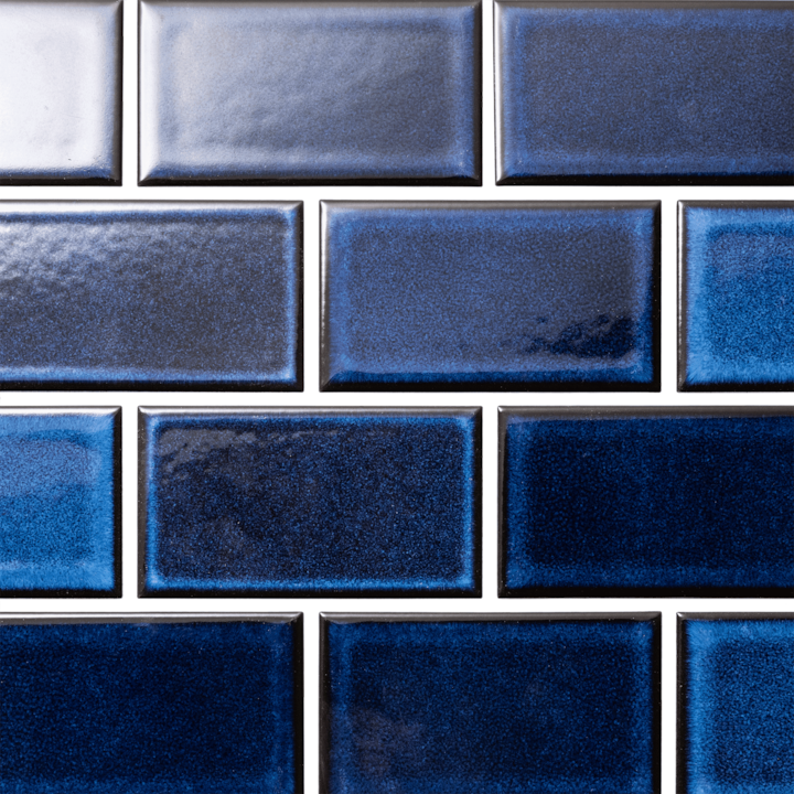 レトロエイジタイル ブルー 小口平（ケース）