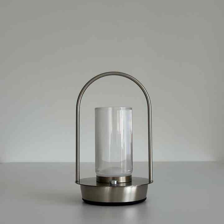 USB ハンドル付き ポータブルランプ LED シルバー