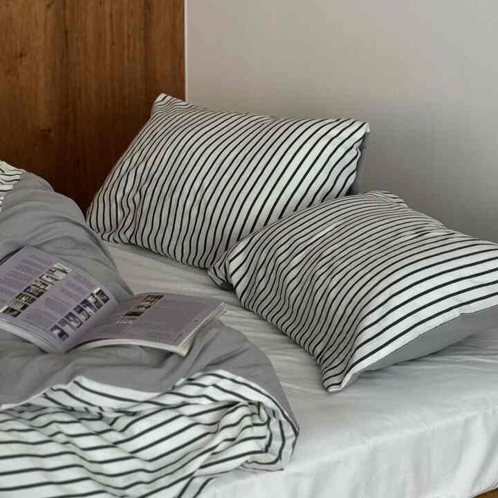 black×white ストライプ 布団カバーセット［2色・3サイズ］