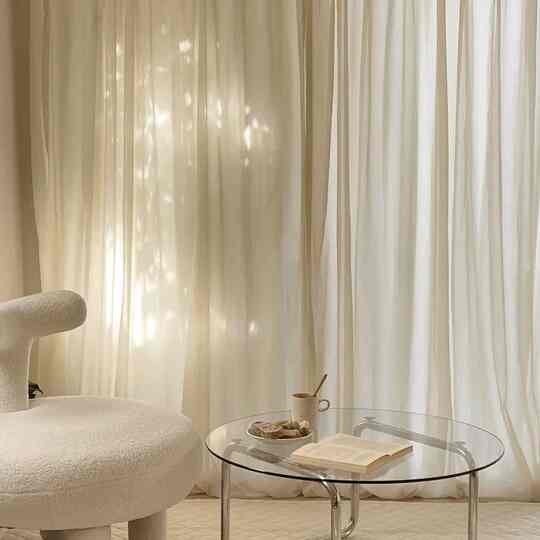 セミオーダーサイズ カラーシフォンカーテン クリーム 1枚