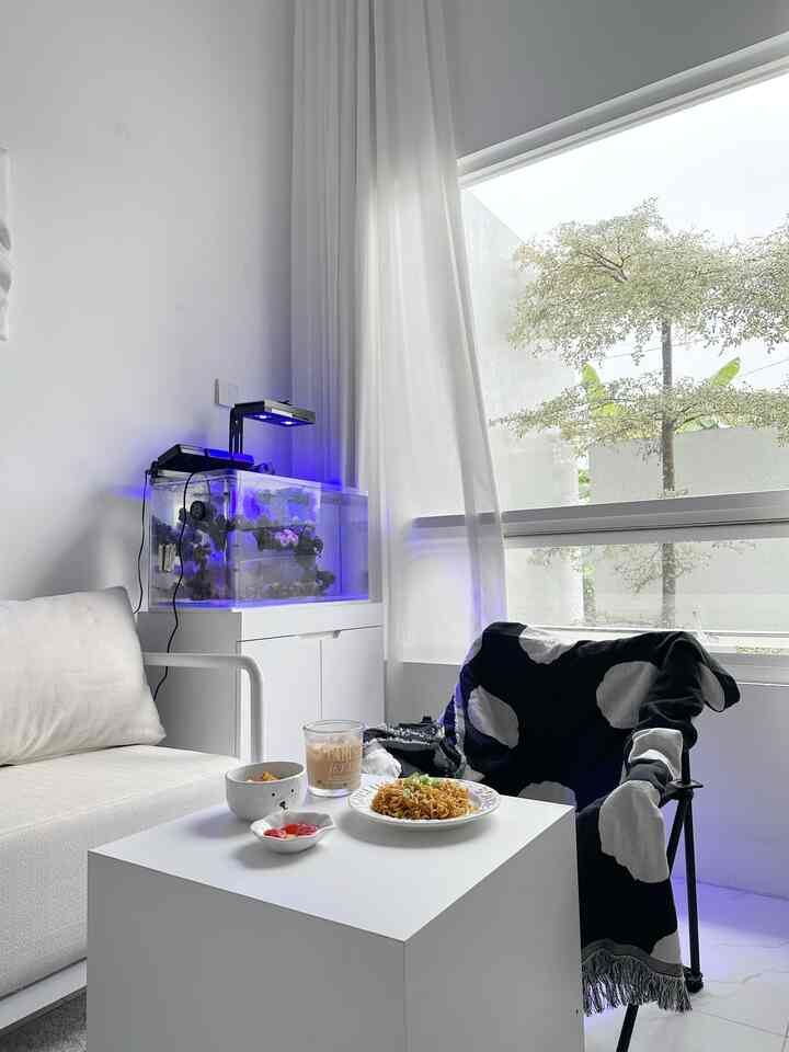 Desain interior ala cafe ramah kantong 🤍
-
Foto ini diabadikan disaat hujan dimana kita pengen ke cafe engga jadi akhirnya bikin menu sendiri di rumah
-
Menunya potato wedges , mie goreng dan hazelnut latte ice. kita menggunakan printilan piring dan gelas yang seperti ada di cafe , meja dan kursi juga kita sesuaikan seperti selayaknya sudut aesthetic ala cafe 


#MaterialMurah #stikerinterior #kursilipat #piringestetik #mugestetik #gordenputih #kurenaluminium