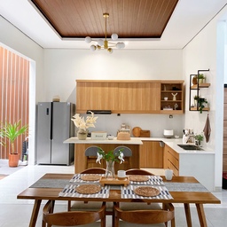 Caraku styling island table adalah dengan vas unik dan tanaman artificial sebagai vocal point dan mempercantik ruangan #islandtable #dapurminimalis #kitchenstyling #dapur #kitchendesign #depok
