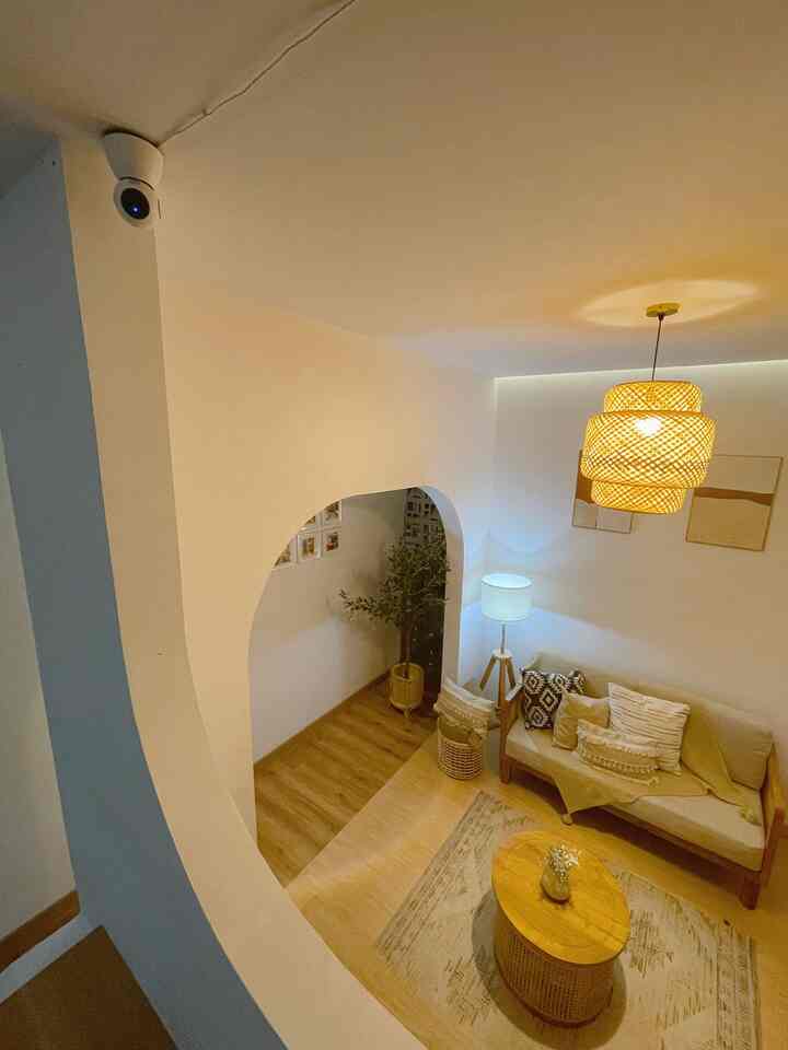 Night vibes at our living room
This cute living room uses 4 types of lighting in the form of bamboo hanging lamps, floor lamps, LED lights on the ceiling and wall lamps.
Use yellow light colors for a warm vibe and also combine warm white floor lamps.
Using these 4 types of lights makes the room feel more colorful and cheerful.

#NightVibe #LightingIdeas #LightingInspiration #ScandinavianHouse #HomeDecor #LightingInspo #LivingRoomDecor