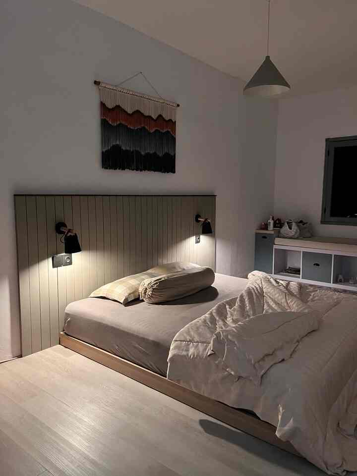The most comfortable place at home. Bedroom area.
Can you imagine, tired all day of activities, when you get home you definitely want to rest in a comfortable room? So I always prioritize the choice of sheets and lights in the room. Because these 2 improve our sleep quality. Usually I add aromatherapy fragrance. Makes you sleep better.
For the cot, I chose one without a bottom, because it's just more comfortable. What about you?

#bedroom #bedroomset #bedroomstyling #bedroomdecor #bedroommakeover #homedecor #kamartidur #kamar