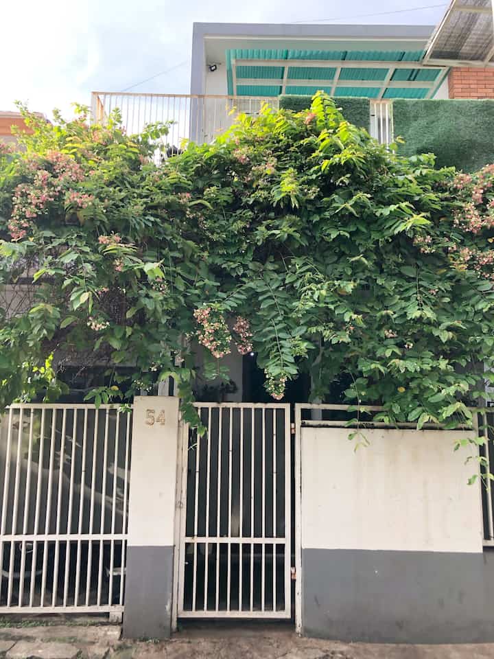 assalamualaikum! memberanikan sharing fasad rumah yang kami tinggali sejak 2006😅. fasad atas baru ada sejak kami tambahkan lantai atas di tahun 2020. Andalan kami si policarbonat dan tanaman melati belanda yang jadi bagian dari fasad😄 selamat datang di Sawo54!

#facadestyle #facadeideas #facadeinspiration
#homesweethome #plantmom #bohoscandi #decorlowbudget