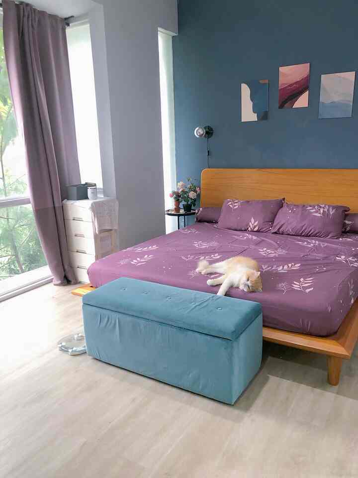 Salah satu ruangan favorit di omah_rani apalagi kalo bukan bedroom.. tempat bobok ternyaman, mau nginep di hotel pun tetep kangennya sama kamar ini 😆. Kamar ini gak cuma tempat favorit aku dan suami tapi juga tempar favorit anabul-anabulku. Yang on frame sekarang namanya papa gemoy, kucing pertama di omah rani. Dia paling suka kalo maminya abis ganti seprei, pasti langsung goleran 😂. Ternyata gak cuma manusia aja yang suka nyamannya sprei baru, anabul pun seneng juga 😂😍
#favoritemoment #favoriterooms #Favoritedecoritems #bluebedroom #catslife 