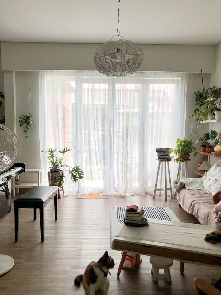 Jangan bosen mampir kesini yaa. Aku ambil dari angle berbeda, persis dari belakang mejakerja. hemat energi, matahari banyak dari pintu kaca besar 😃 Ada pojokan buat bikin kopi juga, biar gak ngantuk di jam jam kritis

#bohoscandi #MyHomeStory #CeritaRumah #RuangKerja #catlover #plantmom