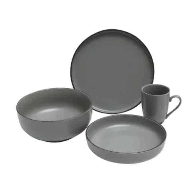 Set 16 Pcs Helga Perlengkapan Makan - Abu-abu