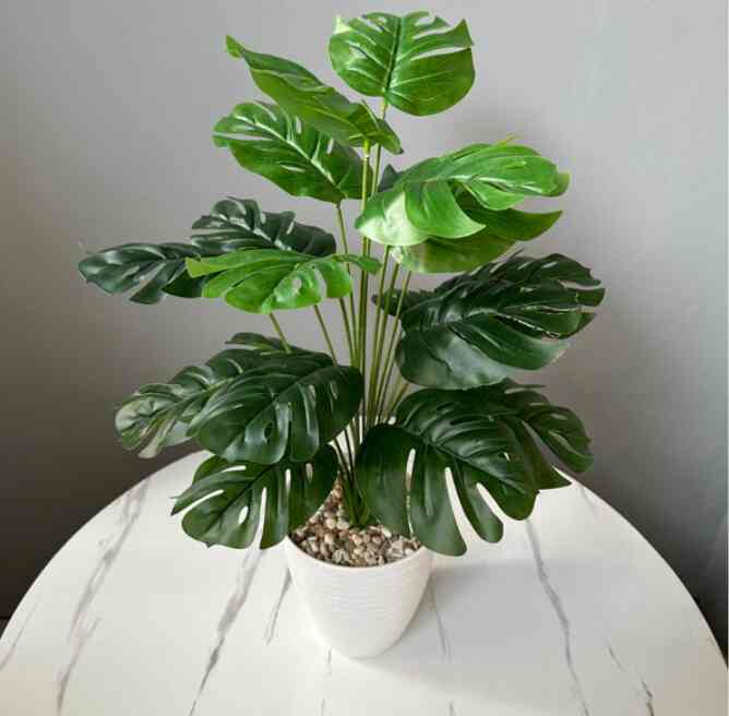 (SUDAH+POT)RANGKAIAN MONSTERA HIJAU KECIL K18 PALSU POT 15CM