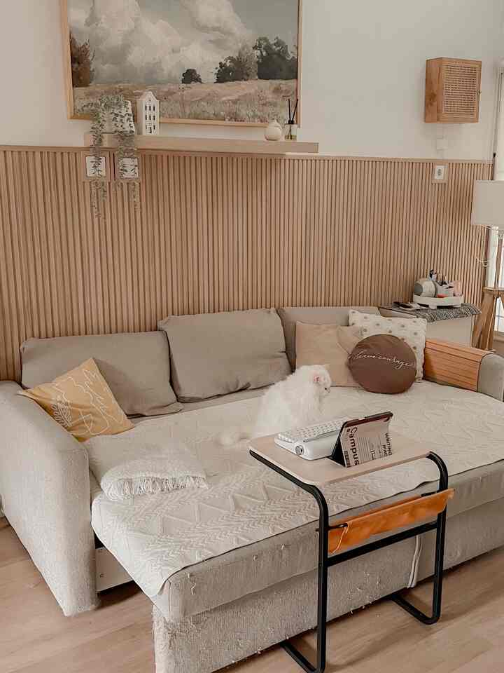 Our cozy living room, yang jarang banget nerima tamu, jadi lebih banyak jadi kasurnya daripada jadi sofanya 🤣🙏 #livingroom #styling #homeinspo #livingroominspo #japandi #ikea #cats 