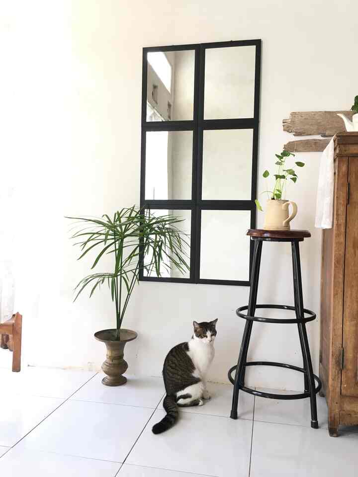 halo...
di postingan ini, aku tampilkan before dan after pemasangan kaca estetik untuk walldecor bertema industrial

area ini, sudah pernah aku posting sebelumnya (bagian samping, menuju ruang utama)

cermin dengan bingkai hitam berjumlah 6, masing masing ukuran 25x35, aku susun sedemikian rupa, jadi bisa buat ngaca dari kepala sampai kaki, dan menambah kesan luas, ruangan.

🍒🎨

#livingroom
#walldecor
#industrialfarmhouse
#rustic
#cerminestetik
