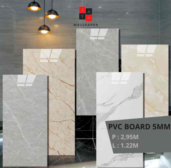Marmer Panel PVC Dekorasi Dinding Motif Corak Marmer UV Marble Sheet 122CMx2.9M