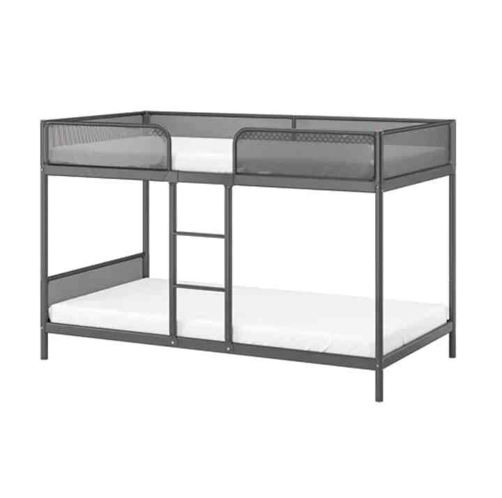 TUFFING Rangka tempat tidur tingkat, abu-abu tua, 90x200 cm