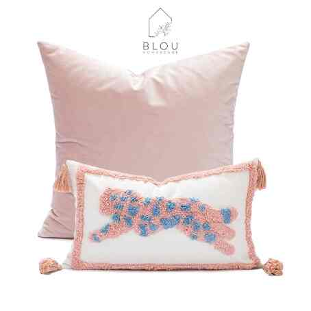 Sarung Bantal Premium Import Seri Pink Putih Bunga Abstrak