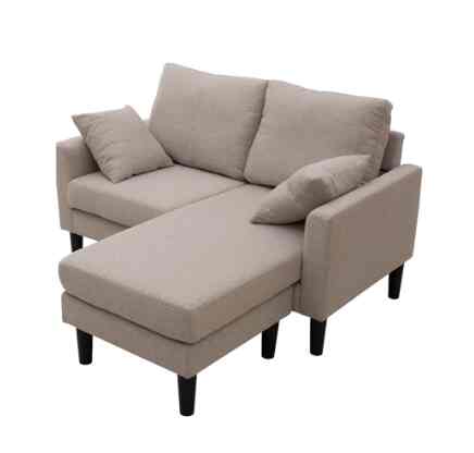 Sofa Fabric 2 Seater Dengan Bangku - Abu-Abu