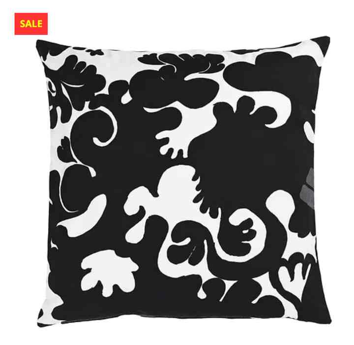 STRECKFLY Sarung bantal kursi, hitam/putih, 50x50 cm