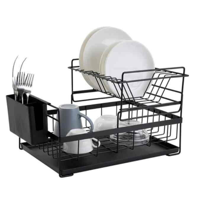 RAK CUCI PIRING HITAM 2 LAYER WASTAFEL PENGERING SINK DISH RACK MODERN