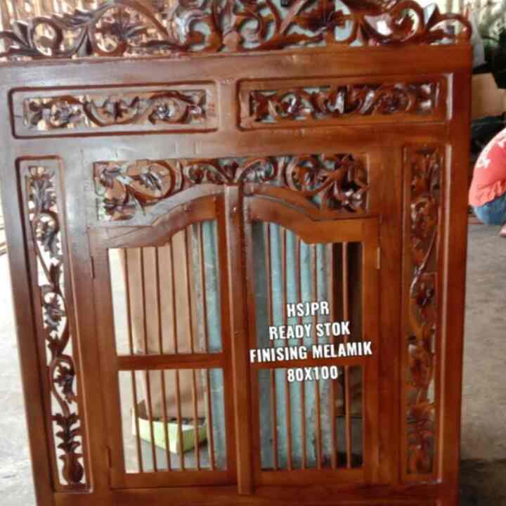 cermin jendela/krepyak jepara kayu jati 80x100 ukuran besar