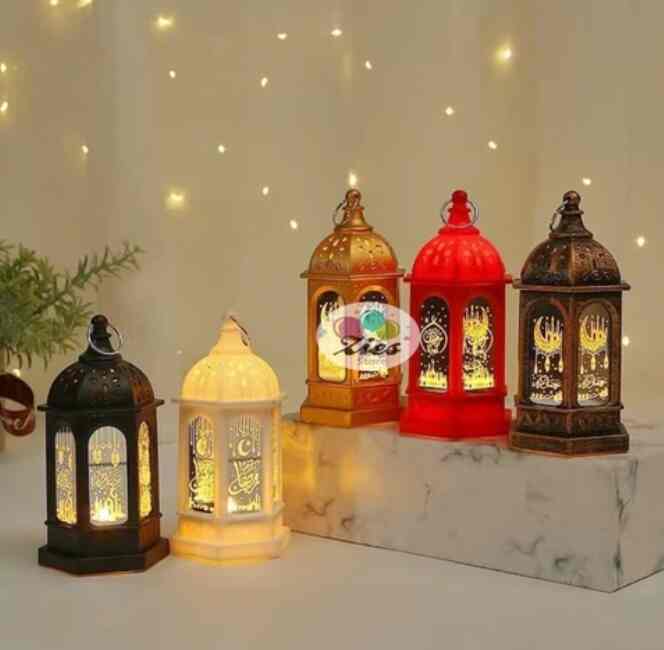 Lentera lilin led idul fitri / hiasan souvenir lebaran lilin elektrik - gold