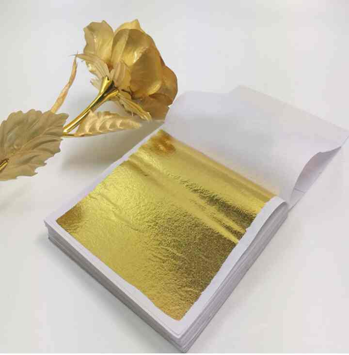 50 Lembar Leaf Sheet Gold Kertas Emas Dekorasi Makanan