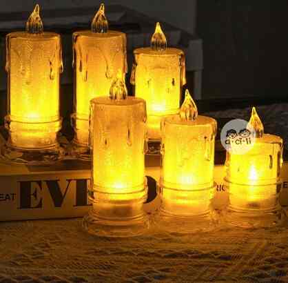Lampu Lilin LED Melting Transparan Smokeless Lamp Candle