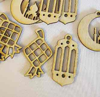 Gantungan hang tag kayu kecil hampers lebaran