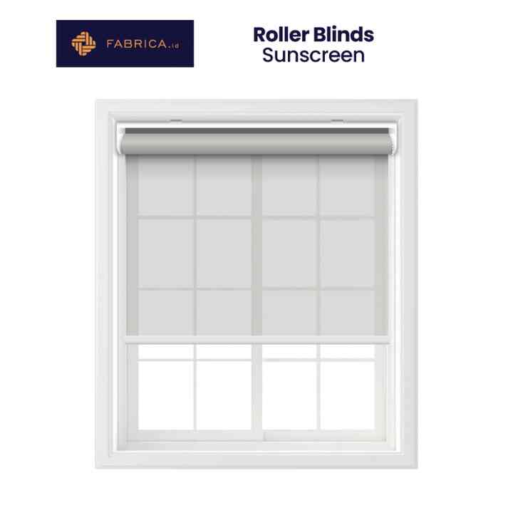 Roller Blinds Sunscreen (90-95%) - Tirai Jendela Gulung Indoor - Dengan Headrail - Chain Standar